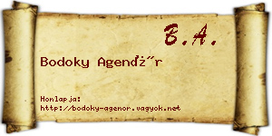Bodoky Agenór névjegykártya
